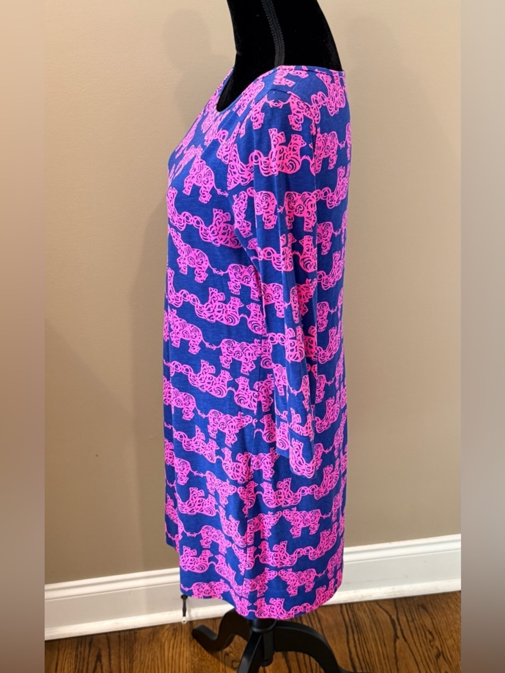 Women’s LILLY PULITZER Marlowe pink and navy elephant print dress- Size medium - Picture 3 of 8